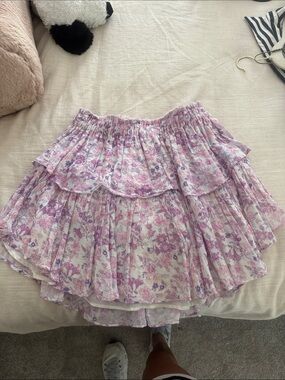 LoveShackFancy floral Tiered Ruffle Mini Skirt - Lavender Pink (large)